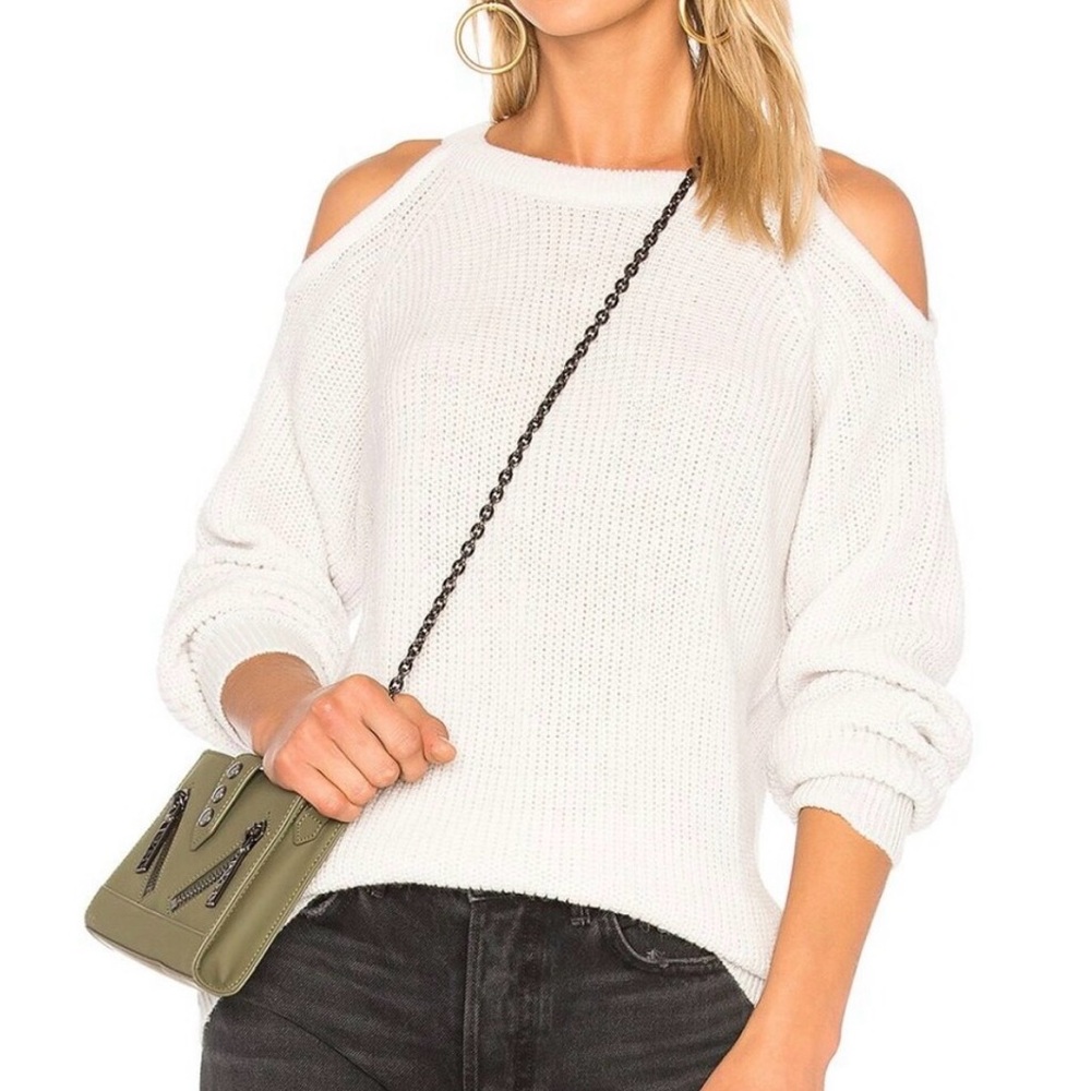 IRO Lineisy Cold-Shoulder Sweater Pullover Ivory Alpaca-Blend Knit Sz XS Fits S
